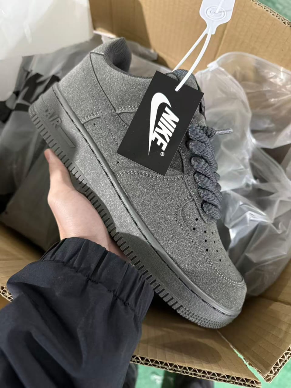 Nike Air Force 1 '07 LV8 'Denim Anthracite' — Premium Distressed Canvas